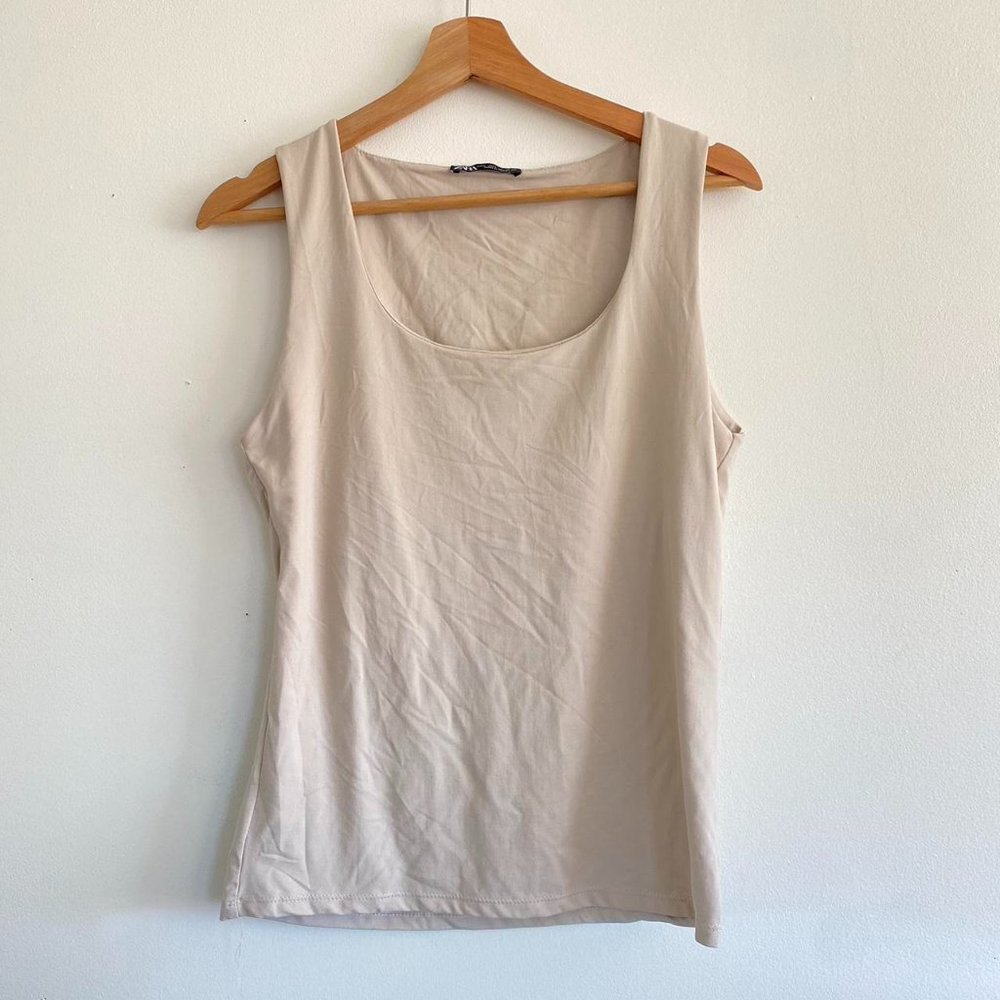 Zara Nude Square Neck Tank